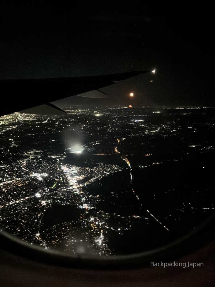 Japan from plane window prior to landing at Tokyo Haneda Airport