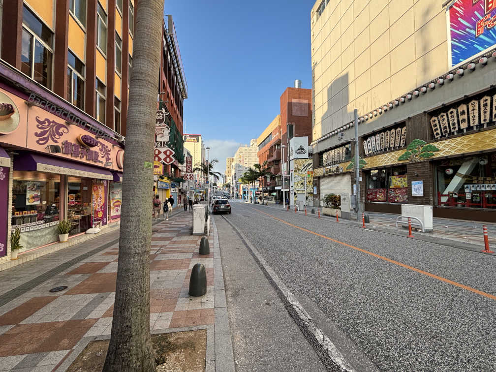 Kokusaidori in the morning. Few people and cars moving around