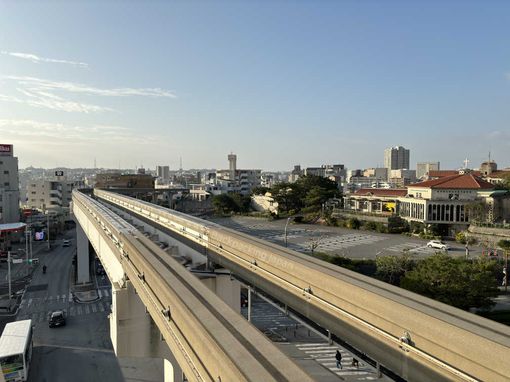 Morning view of Naha and monorail tracks from one of the stations