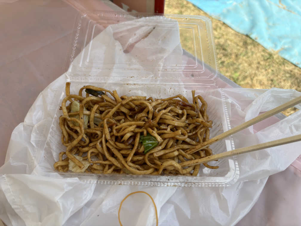 Yakisoba purchased in a food stall on the shrine grounds